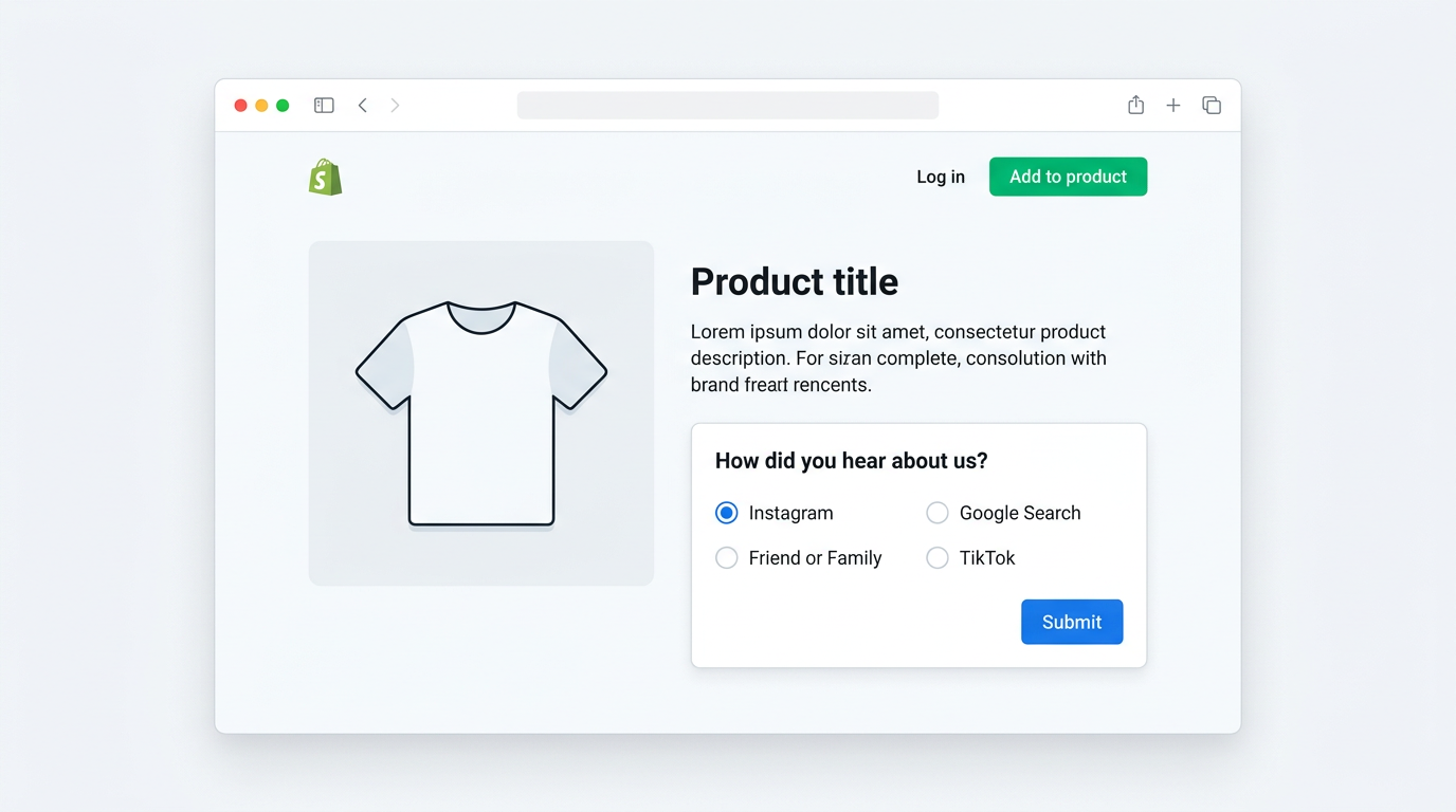 An app block survey embedded inline on a Shopify product page