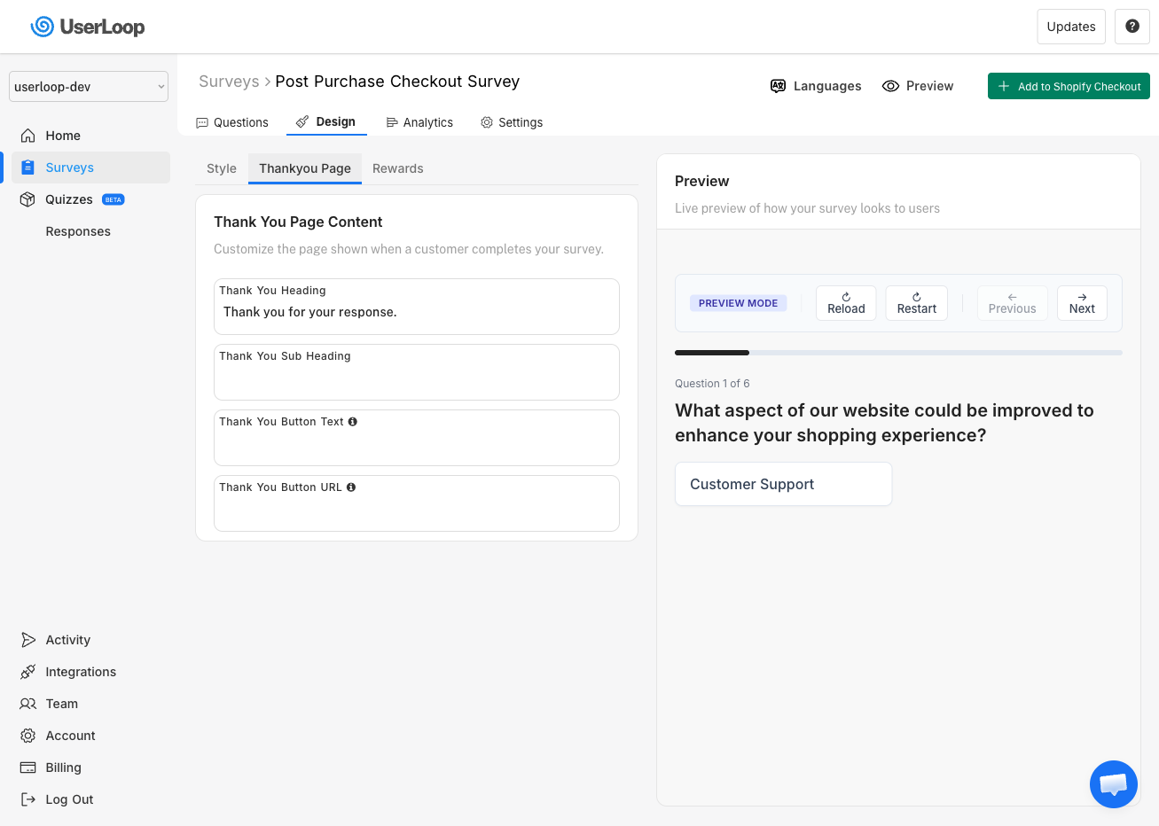 Thankyou page customization